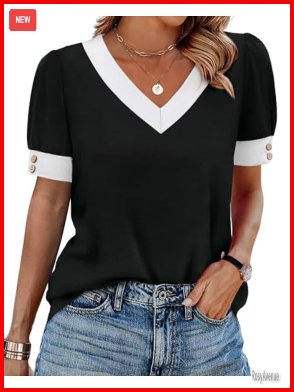 Womens Boho Puff Sleeve Button Down Blouse V-Neck Short Sleeve Summer Top